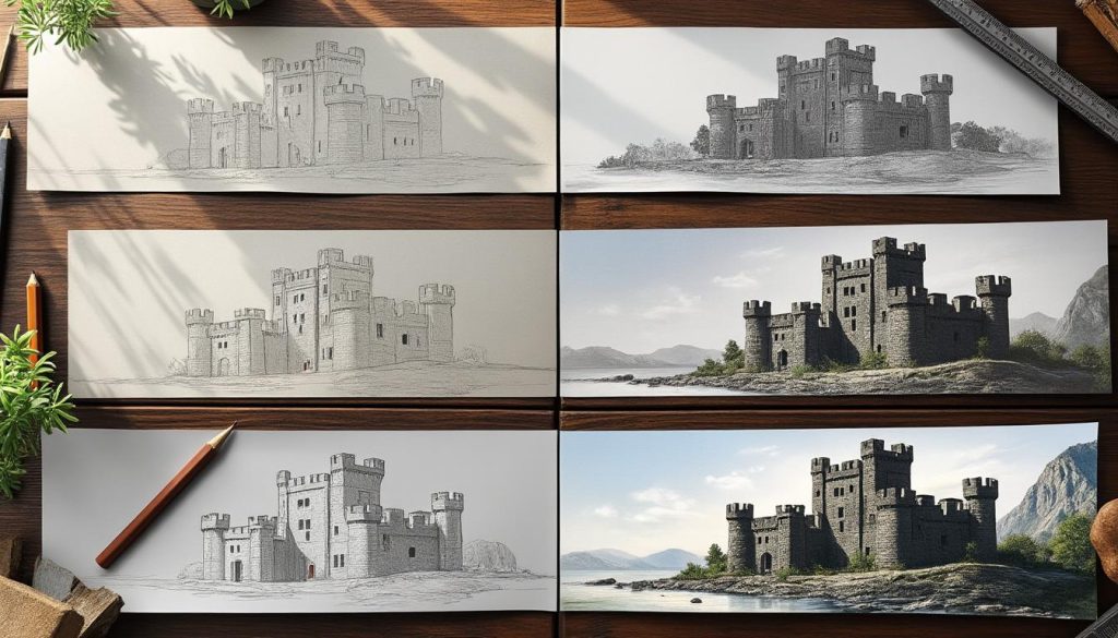 apprenez à dessiner un château étape par étape avec notre guide simple et détaillé, idéal pour débutants et amateurs de dessin.