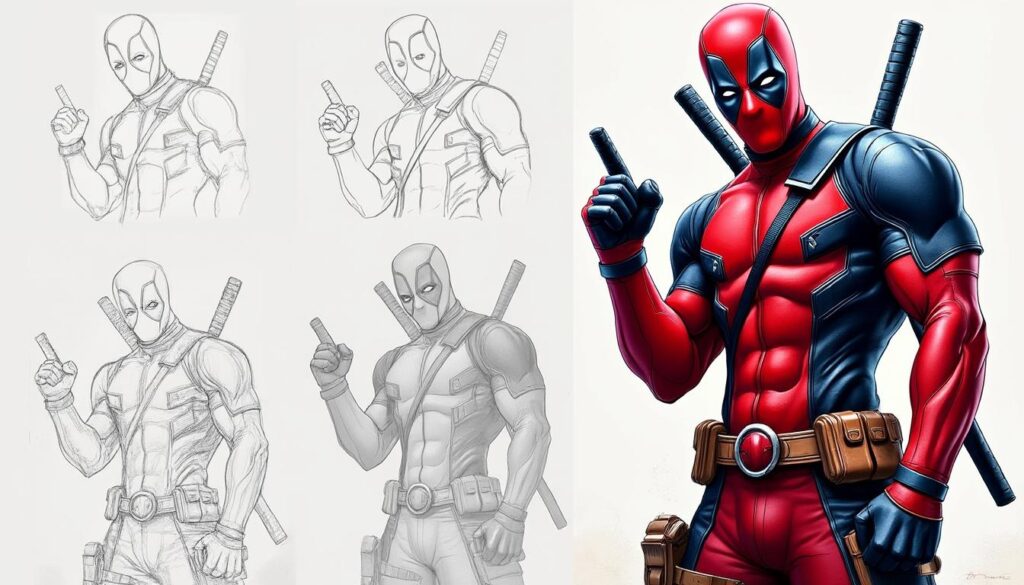 apprenez à dessiner deadpool étape par étape grâce à notre guide facile à suivre, parfait pour les débutants et les fans de ce super-héros.