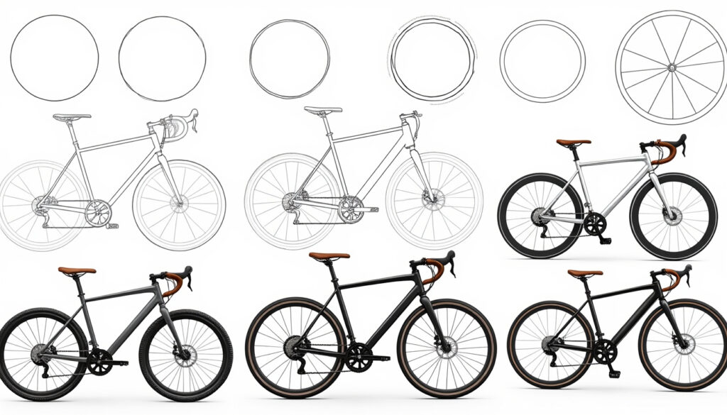 apprenez à dessiner un vélo facilement grâce à notre guide étape par étape, idéal pour débutants et passionnés de dessin.
