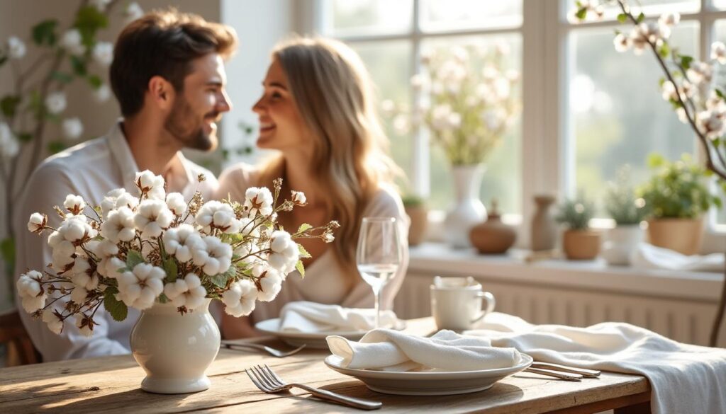 célébrez 2 ans de mariage avec nos idées originales et douces pour les noces de coton, symbole de tendresse et d'élégance.