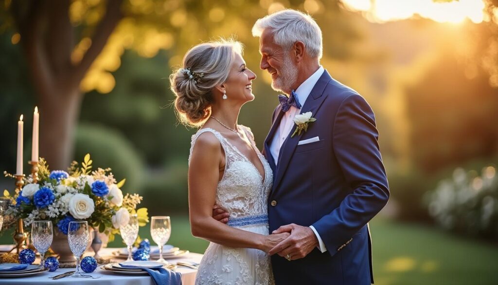 célébrez 45 ans d'amour et de complicité avec les noces de saphir, un anniversaire de mariage symbolisant la solidité et la beauté d'une union durable.