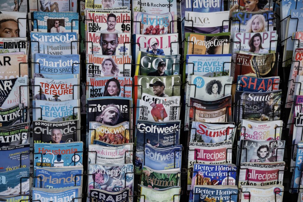 A pile of newspapers stacked on top of each other