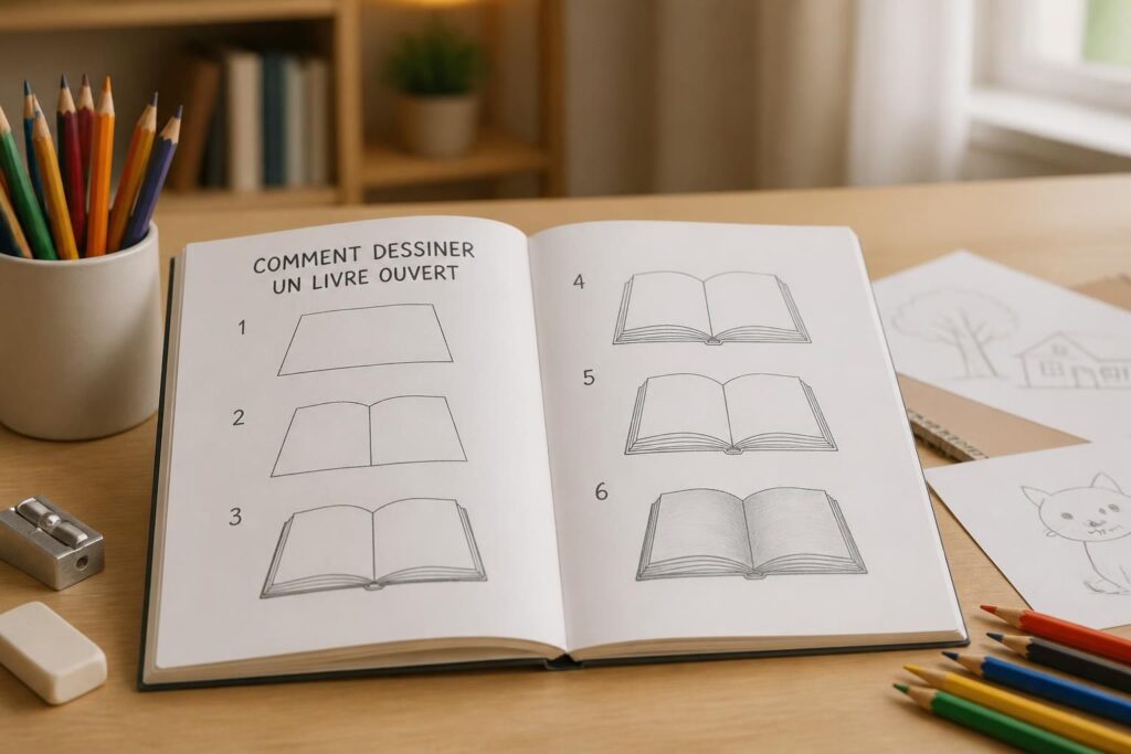 apprenez à dessiner un livre ouvert facilement avec nos techniques simples et ludiques, parfaites pour les débutants et les enfants.